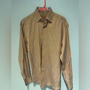 Luchiano Visconti Button Striped Flip Cuff Shirt  Size L